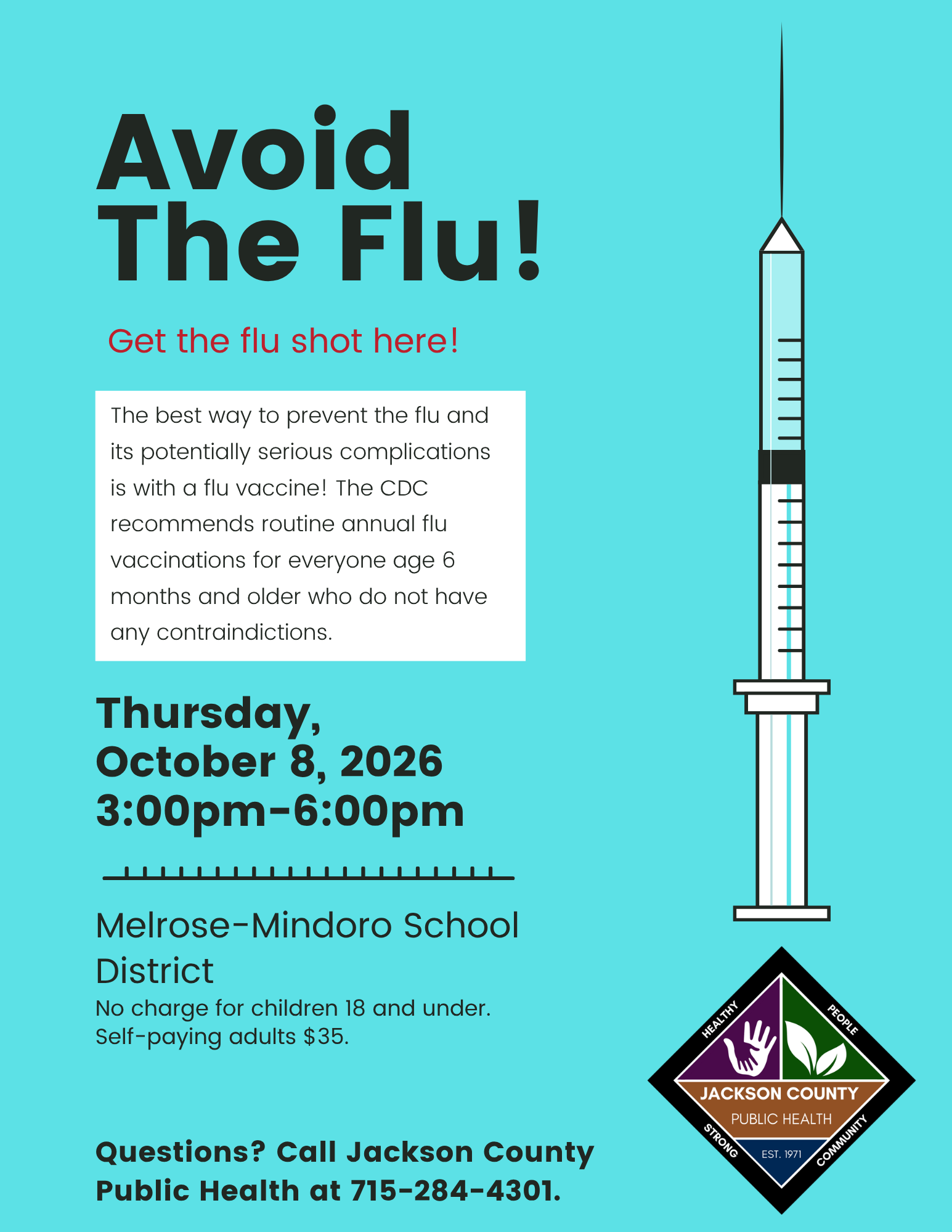 Get your flu shot during conferences!
